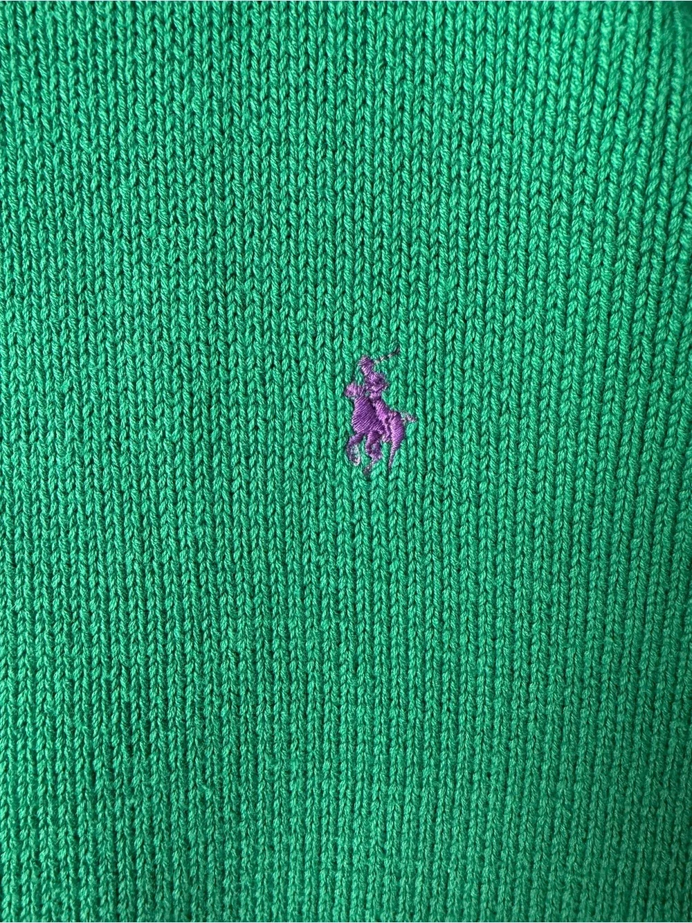 Ralph Lauren vintage green purple polo man long sleeve cotton sweater kids sz L